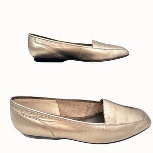 VTG ENZO ANGIOLINI LIBERTY METALLIC BRONZE LEATHER FLATS LOAFERS 9N W/ PRTL BOX